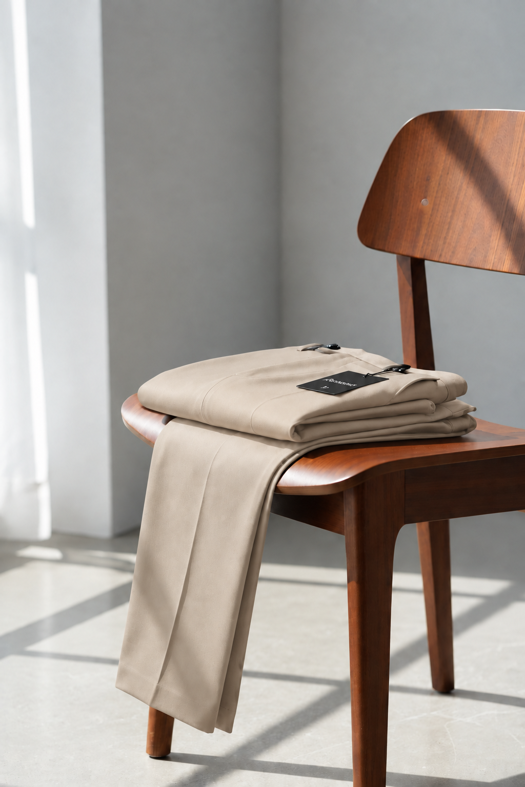 pantalón doblado en silla arena