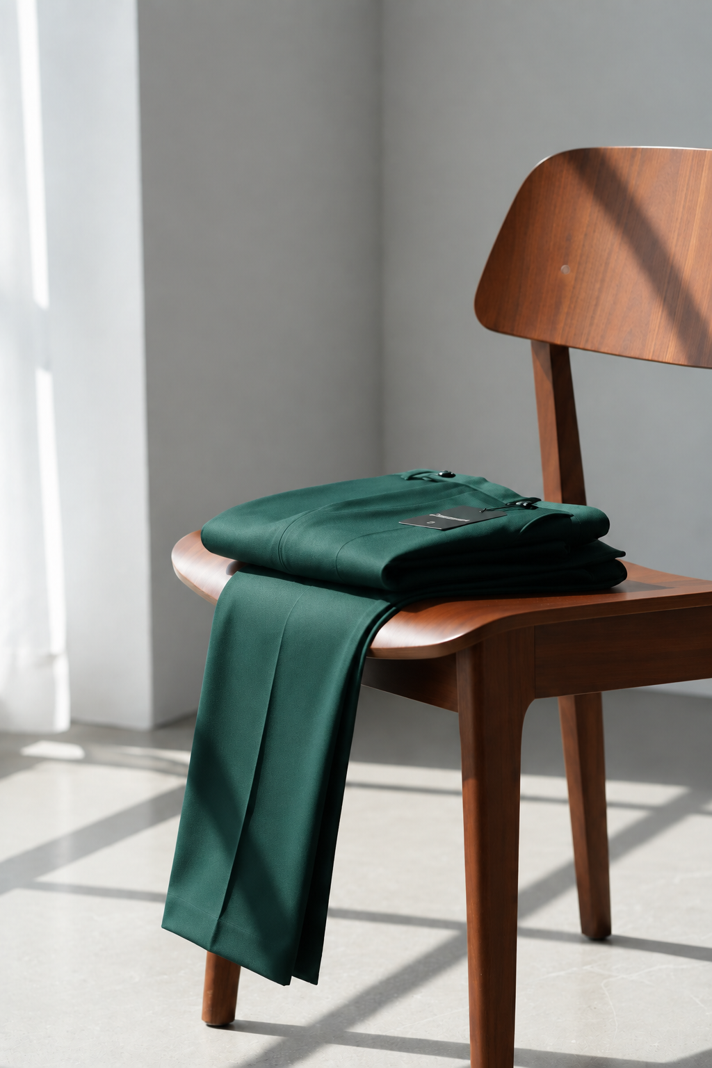 Pantalón verde en silla
